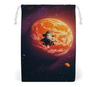 FHESDCW Sunset in Outer Space Drawstring Bag Canvas, Reusable Travel Jewelry Pouches, Washable Storage Bags for Gift, Candy, Cosmetics 12 * 18cm