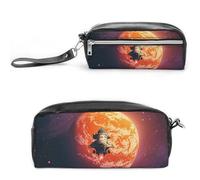 FHESDCW Sunset in Outer Space Pencil Case Large Capacity with Zipper, Hanging Water Proof Cosmetic Bag for Travel, Vintage Leather Pencil Pouch for Women Men