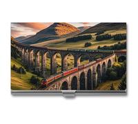 FHESDCW Sunset over Elevated Bridge Business Card Holder for Men & Women, Professional Card Case with Buckle Style Shut, Compact And Portable Metal Case for Office Workers, style, One Size, Classic