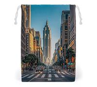 FHESDCW Tall Buildings in The City Drawstring Bag Canvas, Reusable Travel Jewelry Pouches, Washable Storage Bags for Gift, Candy, Cosmetics 20 * 25cm