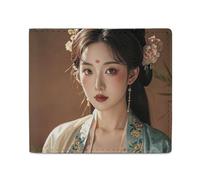 FHESDCW Tang Dynasty Noble Consort Wallet Elegant Leather Wallets with ID Window & 2 Card Slots, Slim Bifold Wallet for Men Women