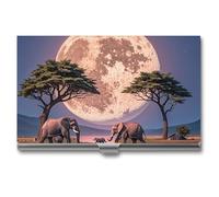 FHESDCW The Elephant Walks Business Card Holder for Men & Women, Professional Card Case with Buckle Style Shut, Compact And Portable Metal Case for Office Workers, style, One Size, Classic