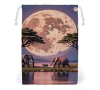 FHESDCW The Elephant Walks Drawstring Bag Canvas, Reusable Travel Jewelry Pouches, Washable Storage Bags for Gift, Candy, Cosmetics 12 * 18cm
