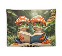 FHESDCW The Frog Family Is Reading Tapestry for Bedroom Aesthetic - Lightweight Wall Hanging Backdrop Vintage Wall Art Tapestry Easy to Hang for Living Room Dorm Home Decor 30"x40"