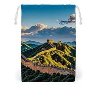 FHESDCW The Great Wall of China Drawstring Bag Canvas, Reusable Travel Jewelry Pouches, Washable Storage Bags for Gift, Candy, Cosmetics 12 * 18cm