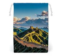 FHESDCW The Great Wall of China Drawstring Bag Canvas, Reusable Travel Jewelry Pouches, Washable Storage Bags for Gift, Candy, Cosmetics 20 * 25cm