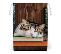FHESDCW The Kitten Sleeps Drawstring Bag Canvas, Reusable Travel Jewelry Pouches, Washable Storage Bags for Gift, Candy, Cosmetics 12 * 18cm