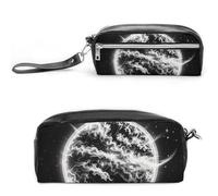 FHESDCW The Mysterious Burning of The Sun Pencil Case Large Capacity with Zipper, Hanging Water Proof Cosmetic Bag for Travel, Vintage Leather Pencil Pouch for Women Men