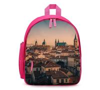FHESDCW The Old Town at Sunset Backpack for Men Women, Durable Small Bookbag Lightweight Daypack for Travel, Hiking, Pink-style, One Size, Daypack Backpacks