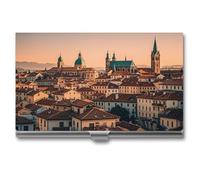 FHESDCW The Old Town at Sunset Business Card Holder for Men & Women, Professional Card Case with Buckle Style Shut, Compact And Portable Metal Case for Office Workers, style, One Size, Classic
