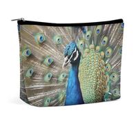 FHESDCW The Peacock Makeup Bag for Women PU Leather Waterproof Cosmetic Bag with Zipper Portable Travel Makeup Organizer