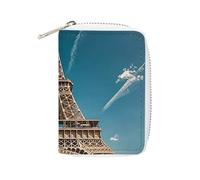 FHESDCW The Towering Iron Tower Card Holder for Men Women, Leather Credit Card Holder with 20 Card Slots Small Purse with Zipper