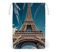 FHESDCW The Towering Iron Tower Drawstring Bag Canvas, Reusable Travel Jewelry Pouches, Washable Storage Bags for Gift, Candy, Cosmetics 12 * 18cm