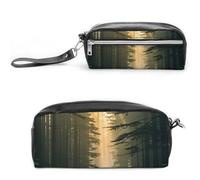 FHESDCW The Tyndall Effect Pencil Case Large Capacity with Zipper, Hanging Water Proof Cosmetic Bag for Travel, Vintage Leather Pencil Pouch for Women Men