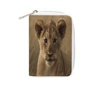 FHESDCW The Waiting Lion Cub Leather Card Bag Credit Card Holder Zipper Wallet With 20 Card Slots Slim Wallet Debit Card Protector Organizer Case, style, 16x11.5cm