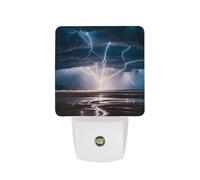FHESDCW Thunder and Lightning in A Storm Night Lights Plug Into Wall, LED Nightlights Auto On/Off Dusk to Dawn Sensor, Energy Efficient Night Lamp Soft Glow for Hallway Bedroom Bathroom Kitchen, 0.5W