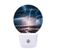 FHESDCW Thunder and Lightning in A Storm Night Lights Plug Into Wall, LED Nightlights Auto On/Off Dusk to Dawn Sensor, Energy Efficient Night Lamp Soft Glow for Hallway Bedroom Bathroom Kitchen, 0.5W