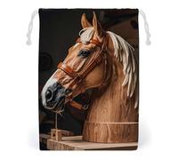 FHESDCW Top Carpenter's Horse Head Drawstring Bag Canvas, Reusable Travel Jewelry Pouches, Washable Storage Bags for Gift, Candy, Cosmetics 20 * 25cm