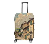 FHESDCW Traditional Brick Houses Luggage Covers for Suitcases, Washable Travel Accessories, Anti-Scratch & Dust Protection Suitcase Cover Protector Fits 19-32 Inch Luggage, Style, L, Classic