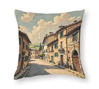 FHESDCW Traditional Brick Houses Pillow Cover, Soft Pillow Covers - Hidden Zipper Closure, Standard Square 16"x16" Pillowcases, Decorative Cushion Cases for Couch, Sofa, Outdoor