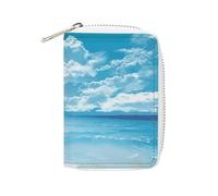 FHESDCW Tropical Seascape Leather Card Bag Credit Card Holder Zipper Wallet With 20 Card Slots Slim Wallet Debit Card Protector Organizer Case, style, 16x11.5cm