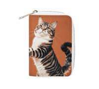 FHESDCW Two Cats Dancing Leather Card Bag Credit Card Holder Zipper Wallet With 20 Card Slots Slim Wallet Debit Card Protector Organizer Case, style, 16x11.5cm