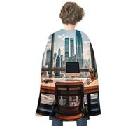 FHESDCW Urban Architecture Halloween Cape Unisex, Reversible Satin Cloak for Cosplay, Christmas, Halloween Party