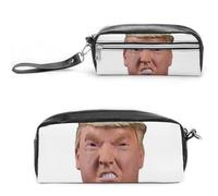 FHESDCW US Presidential Officials Pencil Case Large Capacity with Zipper, Hanging Water Proof Cosmetic Bag for Travel, Vintage Leather Pencil Pouch for Women Men