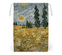 FHESDCW Wheat Fields And Cypress Trees Drawstring Bag Canvas, Reusable Travel Jewelry Pouches, Washable Storage Bags for Gift, Candy, Cosmetics 12 * 18cm