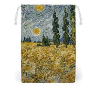FHESDCW Wheat Fields And Cypress Trees Drawstring Bag Canvas, Reusable Travel Jewelry Pouches, Washable Storage Bags for Gift, Candy, Cosmetics 20 * 25cm