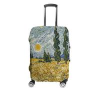 FHESDCW Wheat Fields And Cypress Trees Luggage Covers for Suitcases, Washable Travel Accessories, Anti-Scratch & Dust Protection Suitcase Cover Protector Fits 19-32 Inch Luggage, Style, L, Classic