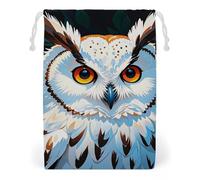 FHESDCW White Owl Drawstring Bag Canvas, Reusable Travel Jewelry Pouches, Washable Storage Bags for Gift, Candy, Cosmetics 12 * 18cm
