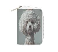 FHESDCW White Toy Poodle Leather Card Bag Credit Card Holder Zipper Wallet With 20 Card Slots Slim Wallet Debit Card Protector Organizer Case, style, 16x11.5cm