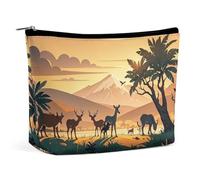 FHESDCW Wildlife Family Makeup Bag for Women PU Leather Waterproof Cosmetic Bag with Zipper Portable Travel Makeup Organizer