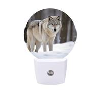 FHESDCW Wolf in The Snow Night Lights Plug Into Wall, LED Nightlights Auto On/Off Dusk to Dawn Sensor, Energy Efficient Night Lamp Soft Glow for Hallway Bedroom Bathroom Kitchen, 0.5W