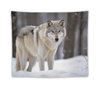 FHESDCW Wolf in The Snow Tapestry for Bedroom Aesthetic - Lightweight Wall Hanging Backdrop Vintage Wall Art Tapestry Easy to Hang for Living Room Dorm Home Decor 50"x60"