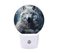 FHESDCW Wolf Sitting in The Snow Night Lights Plug Into Wall, LED Nightlights Auto On/Off Dusk to Dawn Sensor, Energy Efficient Night Lamp Soft Glow for Hallway Bedroom Bathroom Kitchen, 0.5W