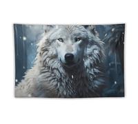 FHESDCW Wolf Sitting in The Snow Tapestry for Bedroom Aesthetic - Lightweight Wall Hanging Backdrop Vintage Wall Art Tapestry Easy to Hang for Living Room Dorm Home Decor 60"x90"
