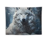 FHESDCW Wolf Sitting in The Snow Tapestry for Bedroom Aesthetic - Lightweight Wall Hanging Backdrop Vintage Wall Art Tapestry Easy to Hang for Living Room Dorm Home Decor 60"x80"