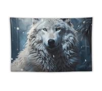 FHESDCW Wolf Sitting in The Snow Tapestry for Bedroom Aesthetic - Lightweight Wall Hanging Backdrop Vintage Wall Art Tapestry Easy to Hang for Living Room Dorm Home Decor 40"x60"