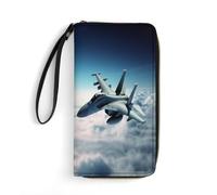 FHESDCW Women Leather Wallet Aircraft Fighter Jets Small Wallet Multi Mini Card Holder Organizer Ladies Wristlet with Card Slots ID Window Zipper Coin Purse, style, 19.7x10.5cm