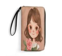 FHESDCW Women Leather Wallet Big Eyes Girl Small Wallet Multi Mini Card Holder Organizer Ladies Wristlet with Card Slots ID Window Zipper Coin Purse, style, 19.7x10.5cm