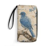FHESDCW Women Leather Wallet Bluebird on The Branch Small Wallet Multi Mini Card Holder Organizer Ladies Wristlet with Card Slots ID Window Zipper Coin Purse, style, 19.7x10.5cm