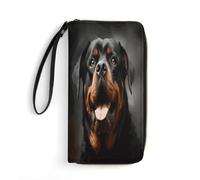 FHESDCW Women Leather Wallet Cool Rottweiler Dog Art Small Wallet Multi Mini Card Holder Organizer Ladies Wristlet with Card Slots ID Window Zipper Coin Purse, style, 19.7x10.5cm