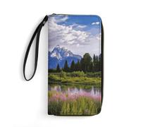 FHESDCW Women Leather Wallet Grand Teton National Park Small Wallet Multi Mini Card Holder Organizer Ladies Wristlet with Card Slots ID Window Zipper Coin Purse, style, 19.7x10.5cm