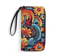 FHESDCW Women Leather Wallet Mexican Small Wallet Multi Mini Card Holder Organizer Ladies Wristlet with Card Slots ID Window Zipper Coin Purse, style, 19.7x10.5cm