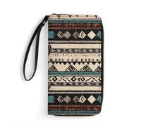 FHESDCW Women Leather Wallet Native American Patterns Small Wallet Multi Mini Card Holder Organizer Ladies Wristlet with Card Slots ID Window Zipper Coin Purse, style, 19.7x10.5cm