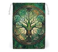 FHESDCW World Tree Drawstring Bag Canvas, Reusable Travel Jewelry Pouches, Washable Storage Bags for Gift, Candy, Cosmetics 20 * 25cm