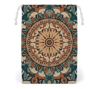 FHESDCW Wreath Mandala Flower Drawstring Bag Canvas, Reusable Travel Jewelry Pouches, Washable Storage Bags for Gift, Candy, Cosmetics 20 * 25cm