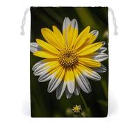 FHESDCW Yellow Gray Flower Drawstring Bag Canvas, Reusable Travel Jewelry Pouches, Washable Storage Bags for Gift, Candy, Cosmetics 20 * 25cm